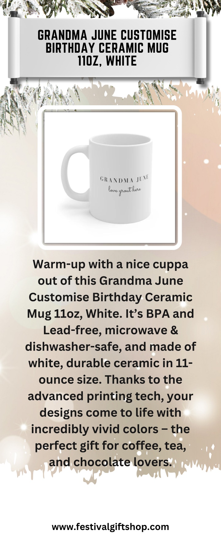 grandma june customise birthday ceramic mug 11oz n.w