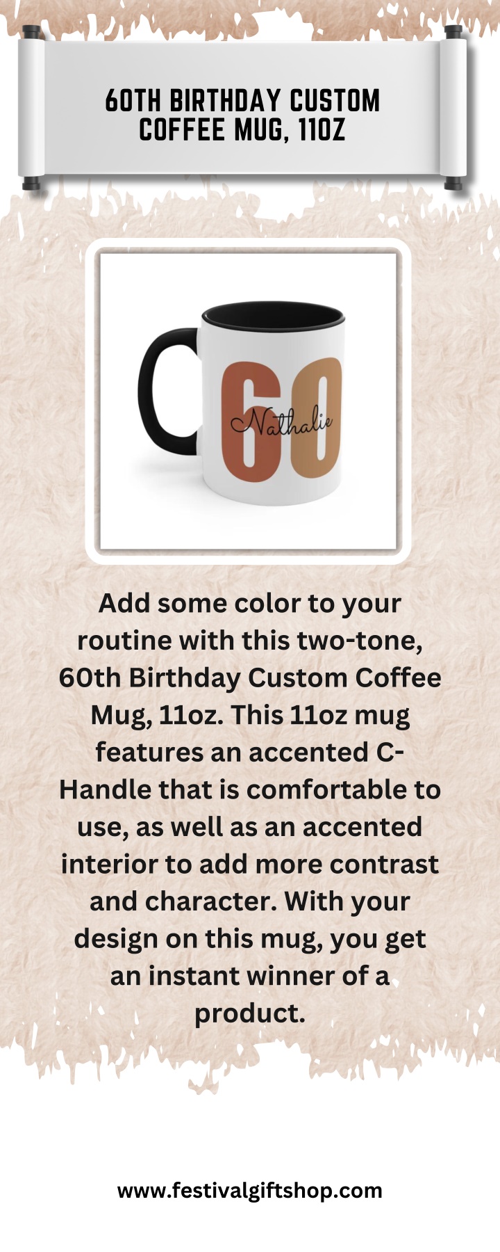 60th birthday custom coffee mug 11oz n.w