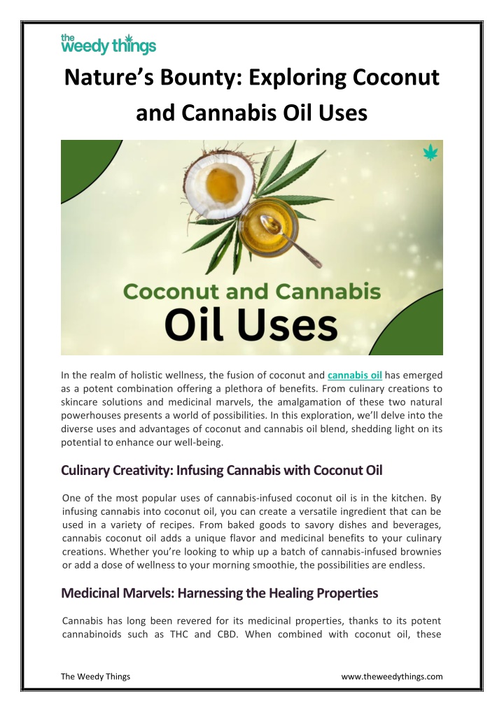 nature s bounty exploring coconut and cannabis n.w