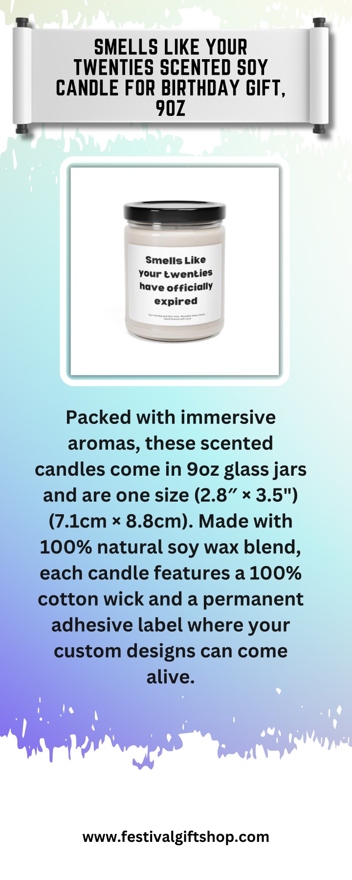 smells like your twenties scented soy candle n.w