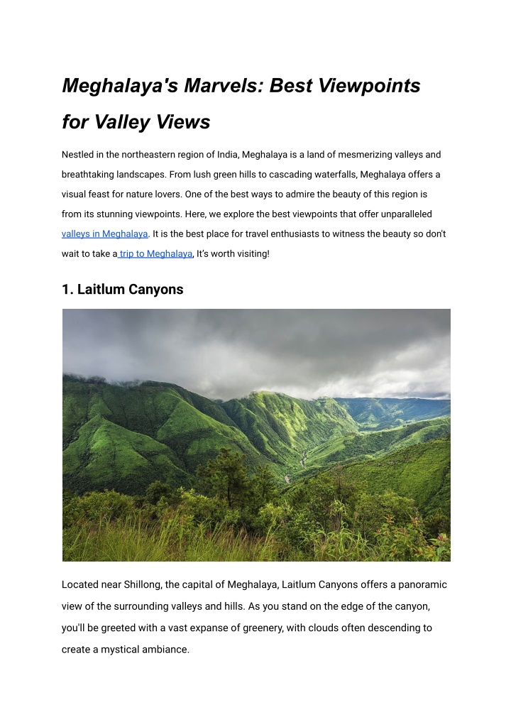 meghalaya s marvels best viewpoints n.w