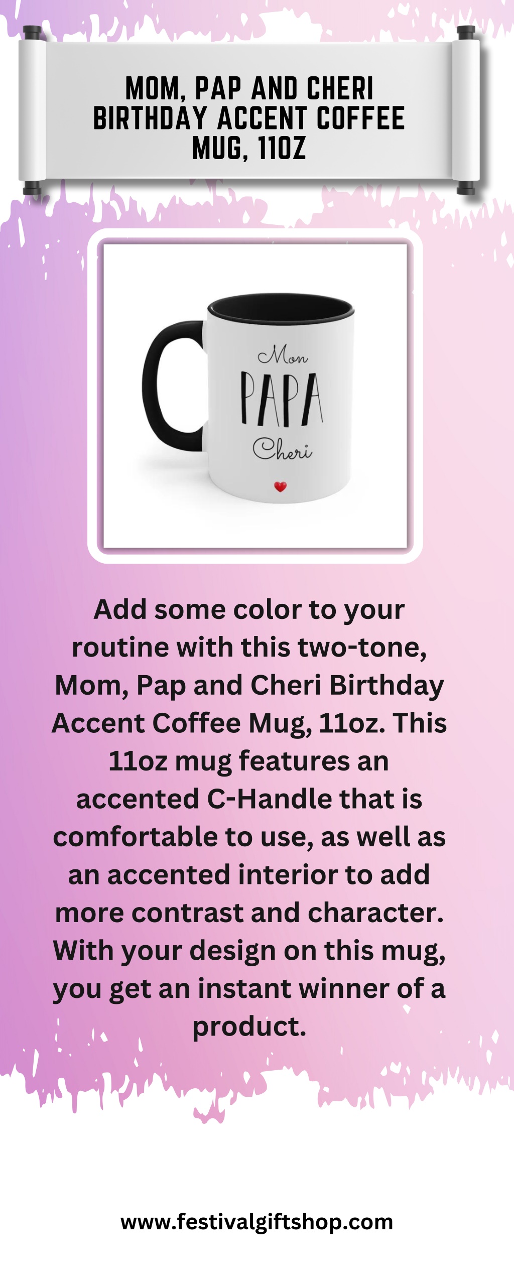 mom pap and cheri birthday accent coffee mug 11oz l.w