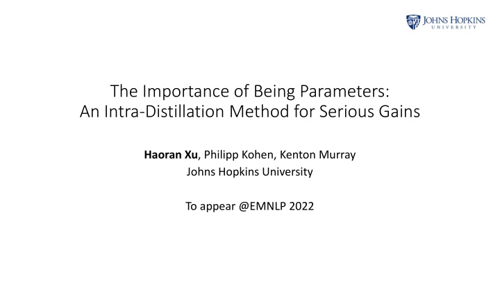 Intra-Distillation for Parameter Optimization