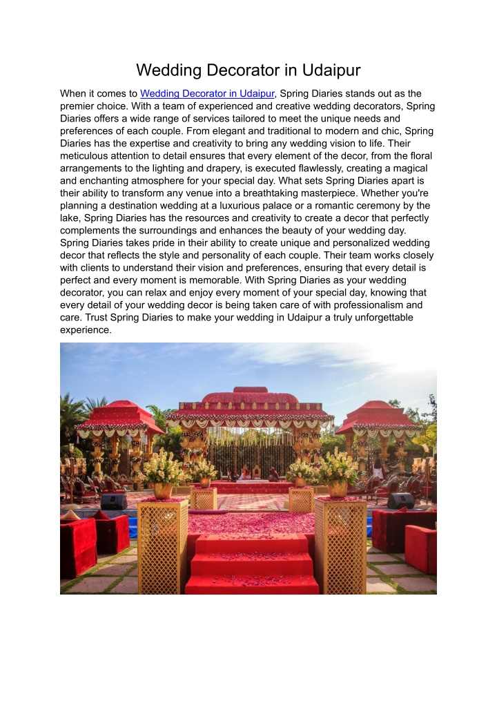 wedding decorator in udaipur n.w