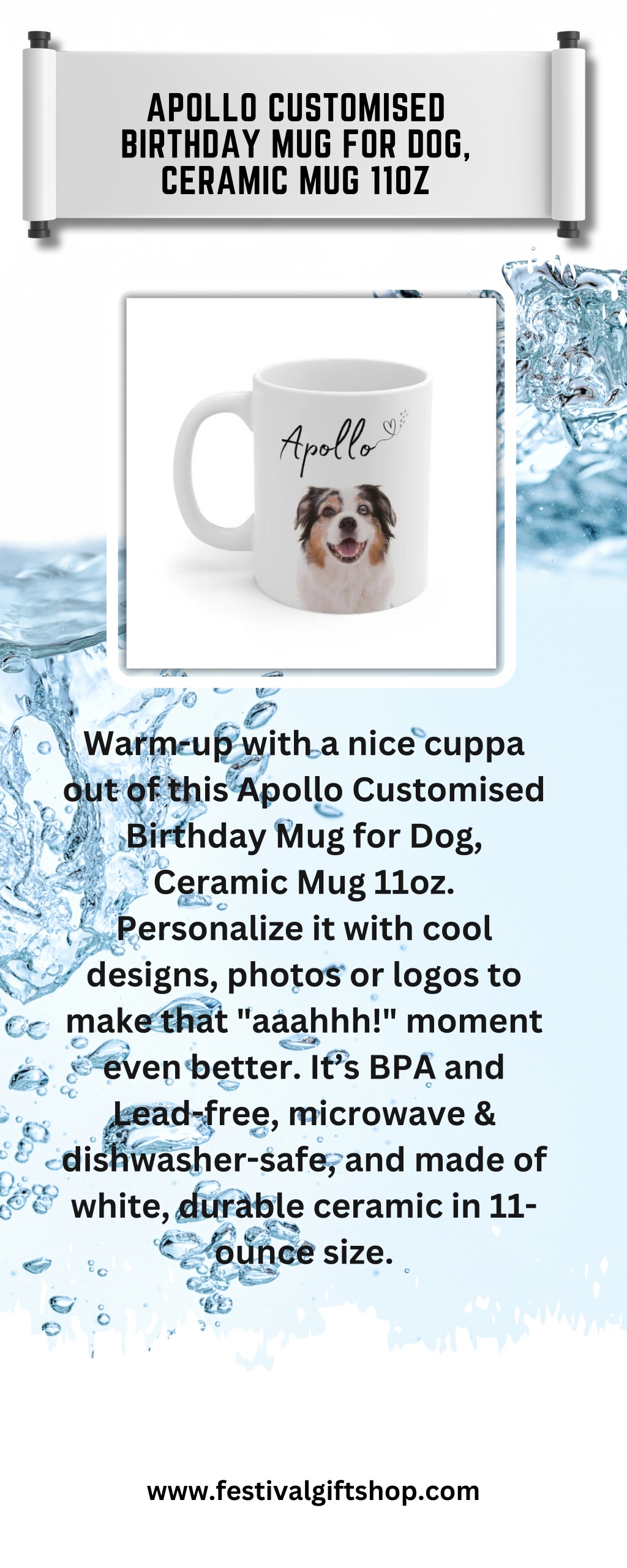 apollo customised birthday mug for dog ceramic l.w