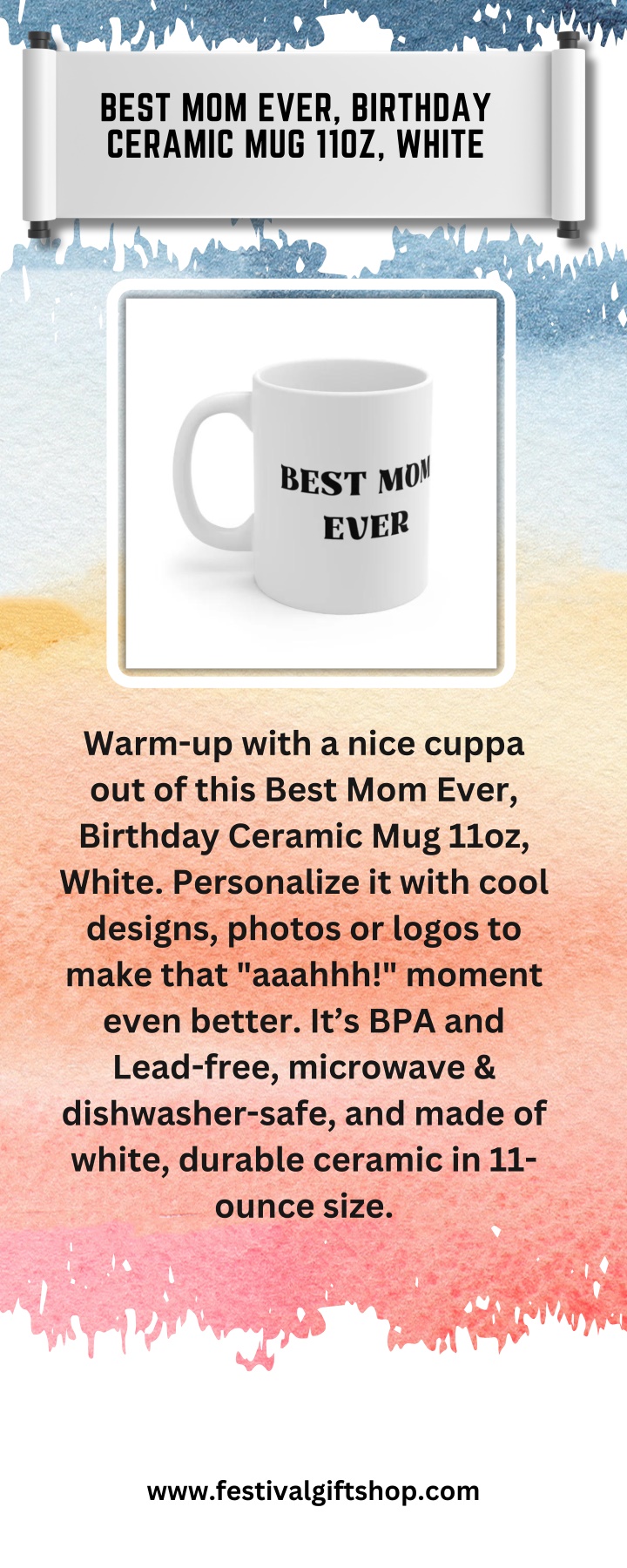 best mom ever birthday ceramic mug 11oz white n.w