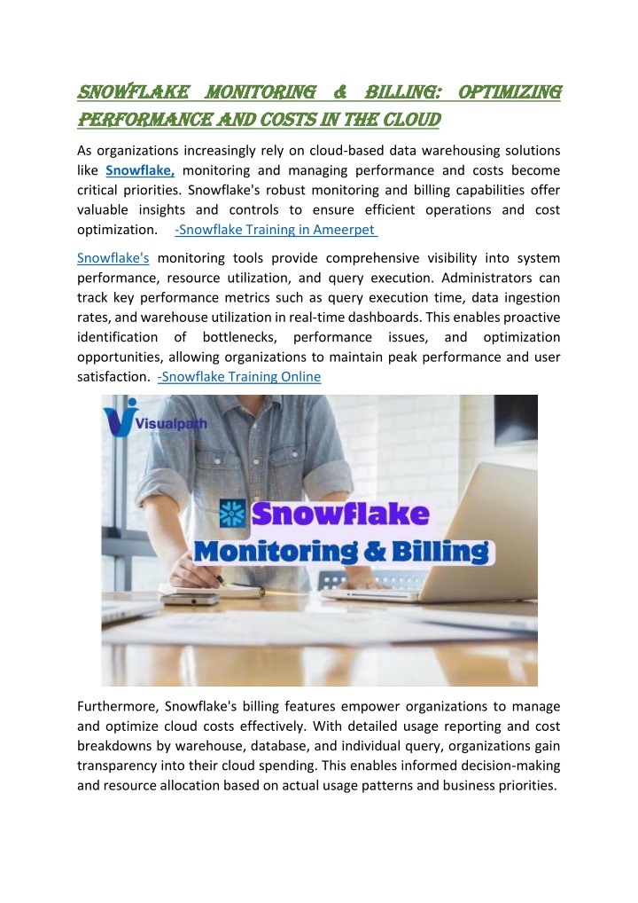 snowflake monitoring billing optimizing snowflake n.w