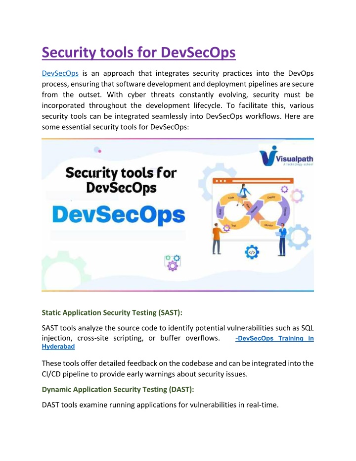security tools for devsecops n.w