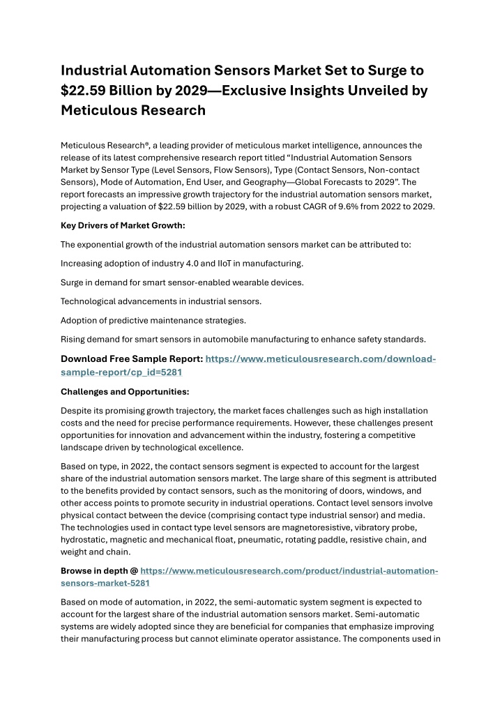 industrial automation sensors market set to surge n.w