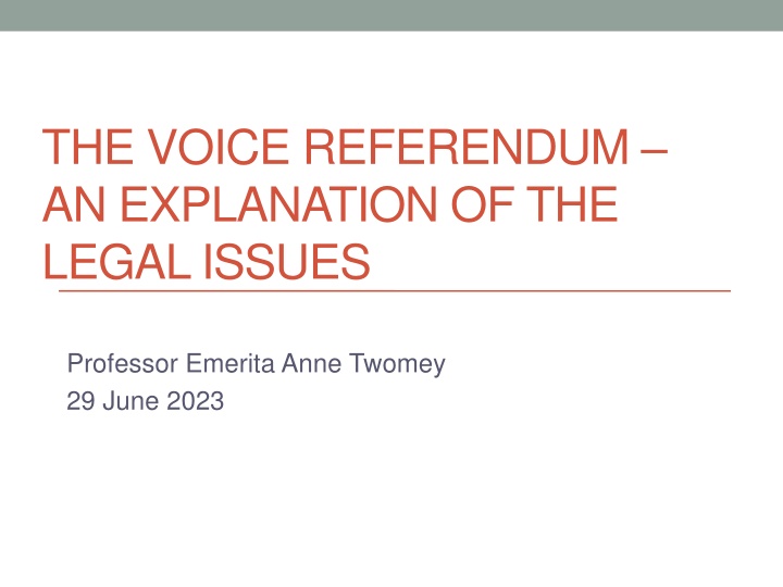 The Legal Aspects of the Voice Referendum