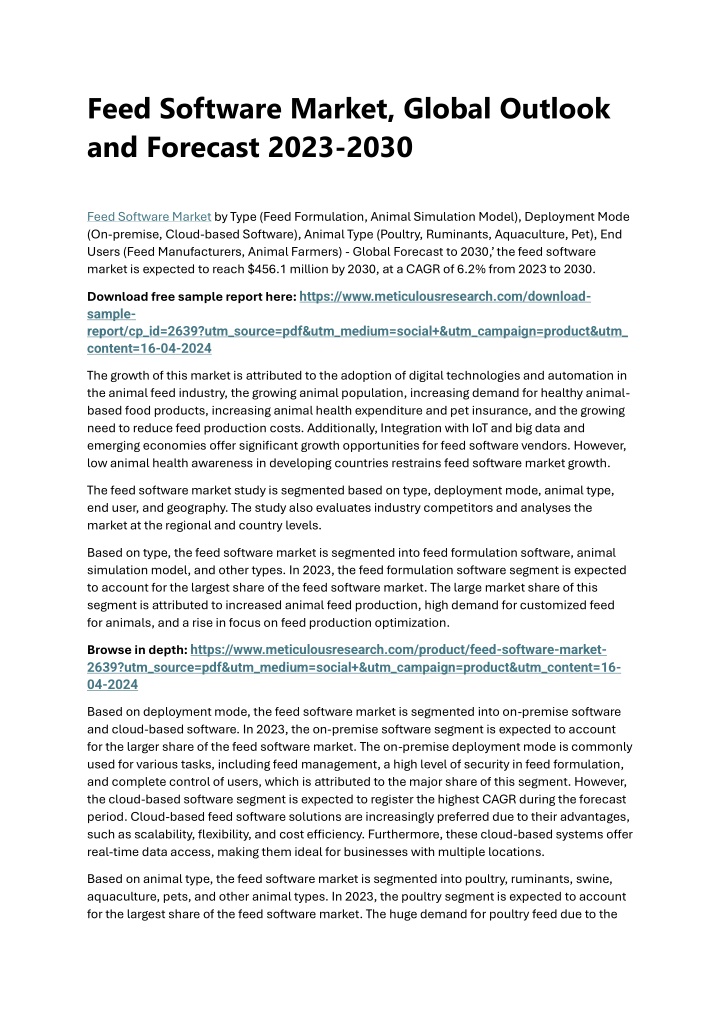 feed software market global outlook and forecast n.w