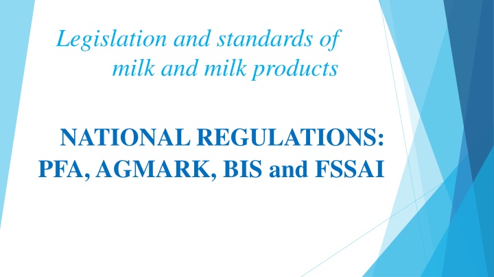 Milk and Milk Products Standards in India