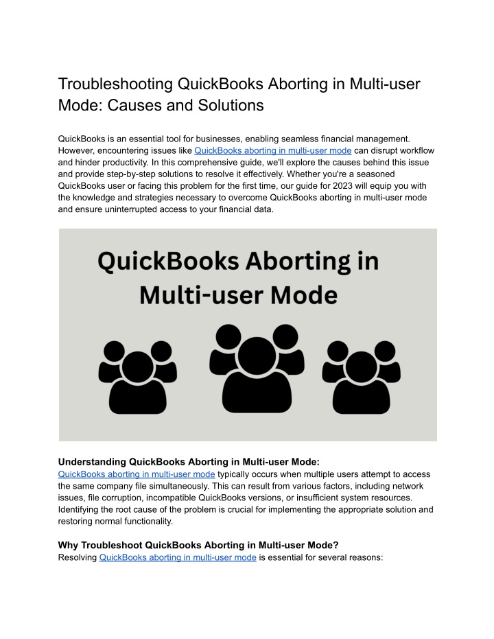 troubleshooting quickbooks aborting in multi user n.w