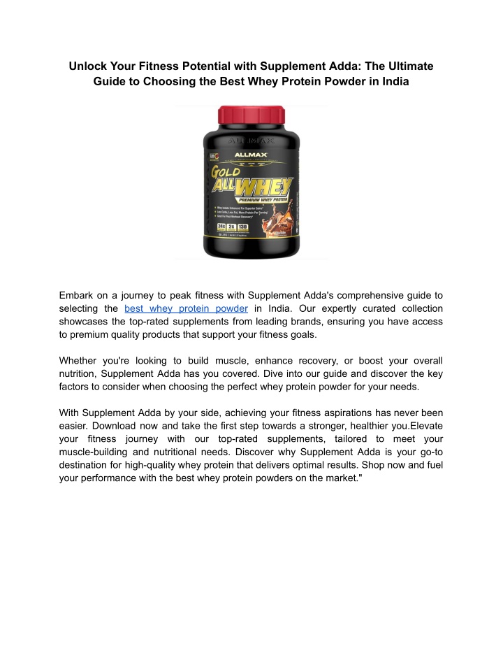 unlock your fitness potential with supplement n.w