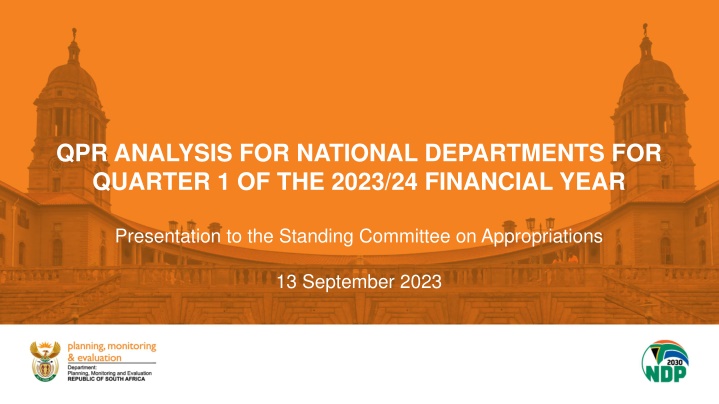 QPR Analysis for National Departments - Quarter 1, 2023/24 Financial Year