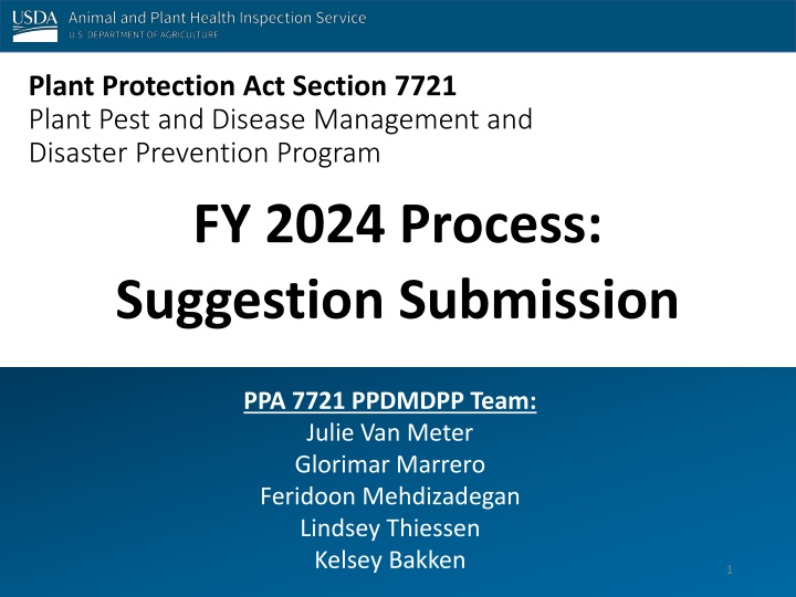 Plant Protection Act Section 7721 - National Program Guidance Overview