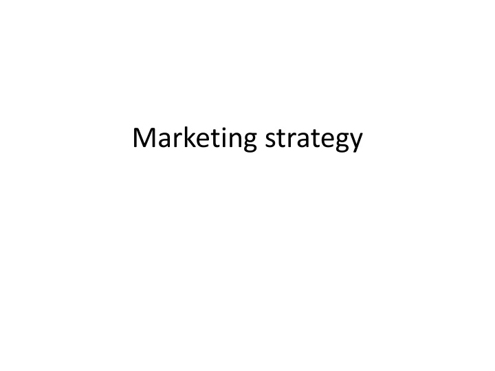 Strategic Planning in Marketing
