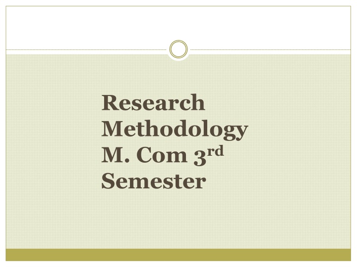 Research Methodology in M.Com 3rd Semester