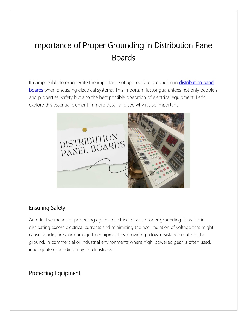 importance of proper grounding in distribution l.w