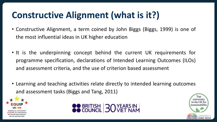 Constructive Alignment in Higher Education