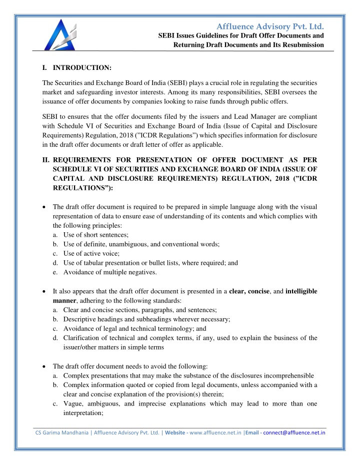 affluence advisory pvt ltd n.w