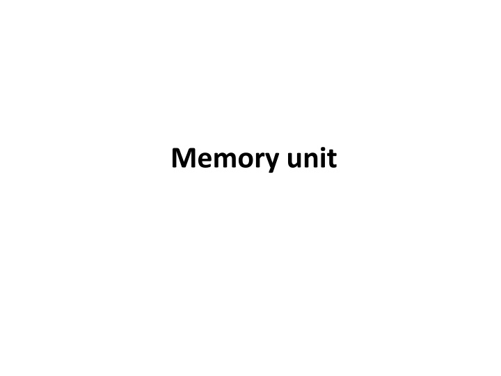 Memory Units in Computing