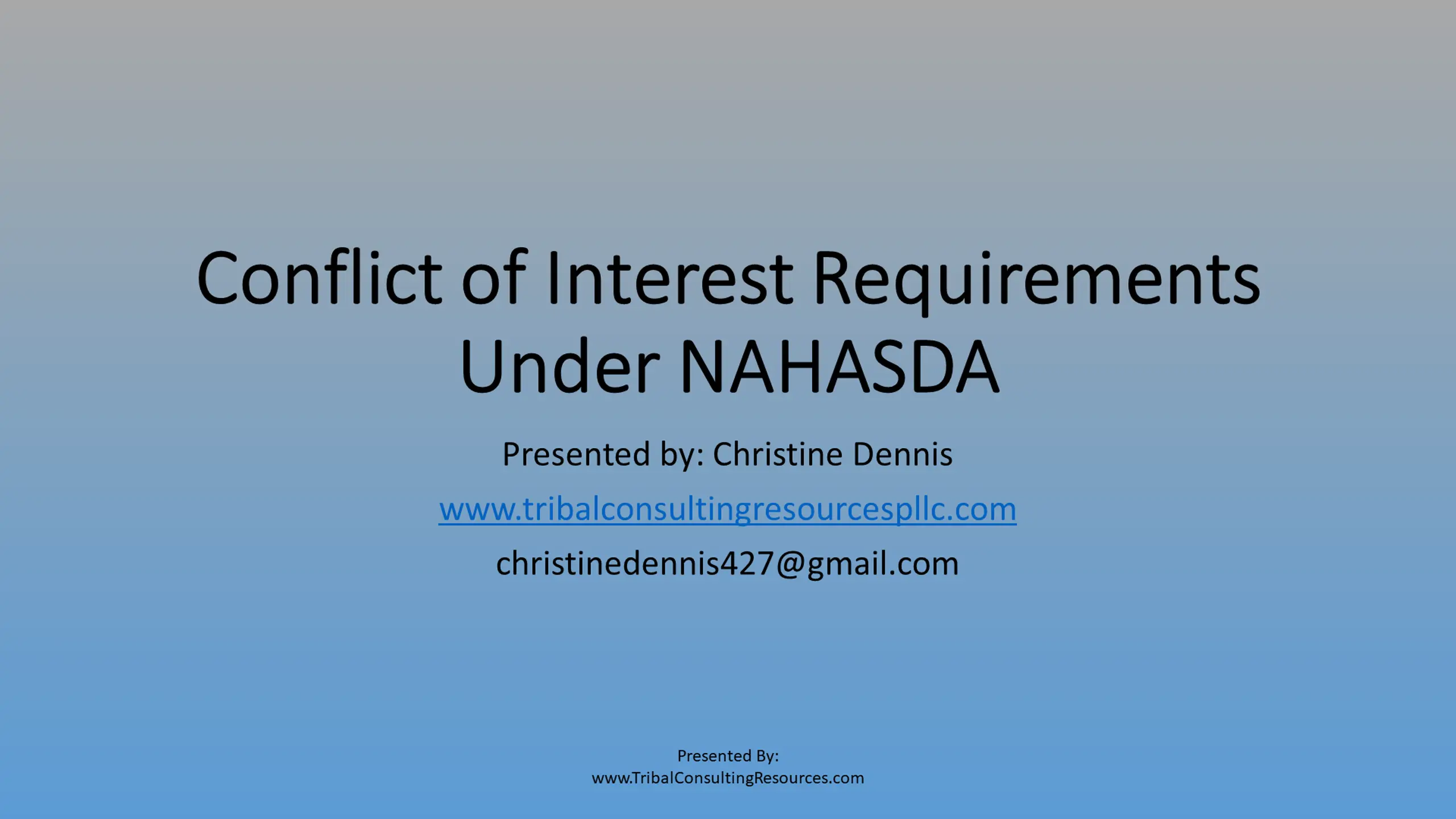 Conflict of Interest Requirements Under NAHASDA
