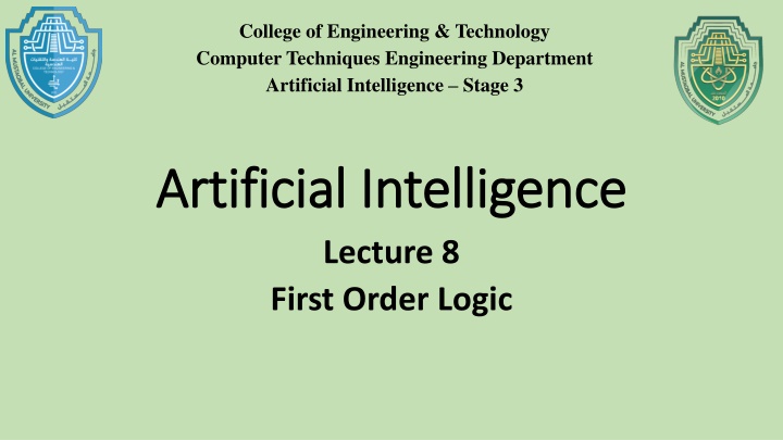 First-Order Logic in Artificial Intelligence