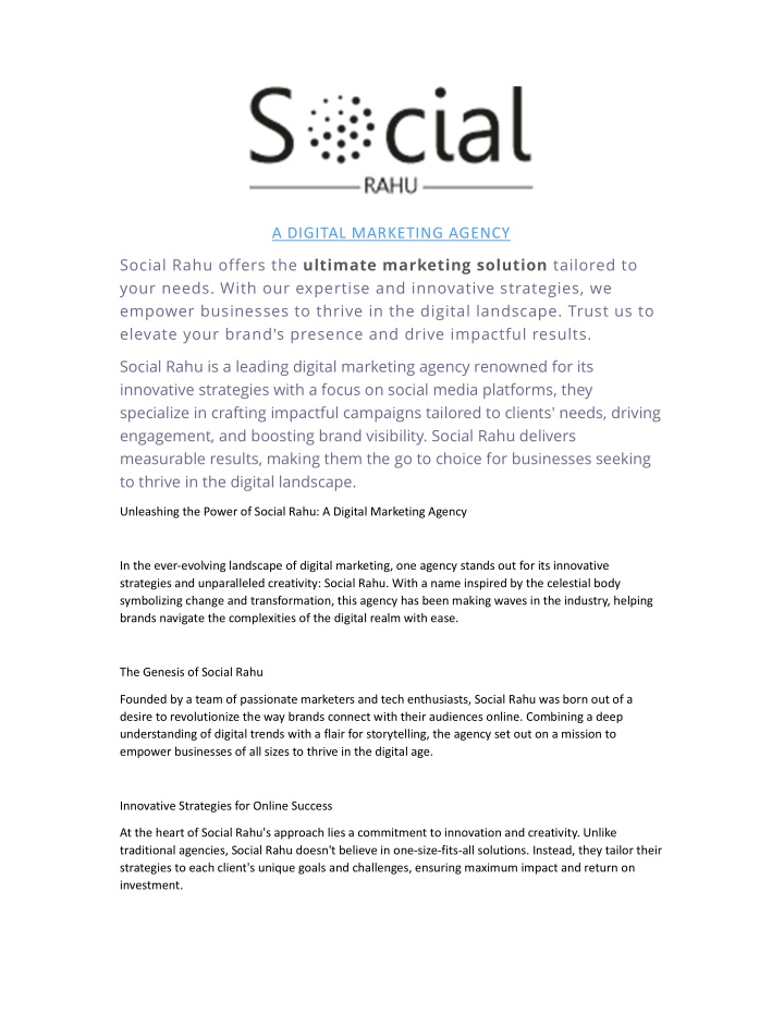 a digital marketing agency n.w