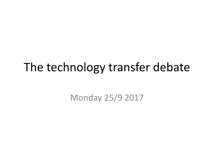 Technology Transfer in International Development