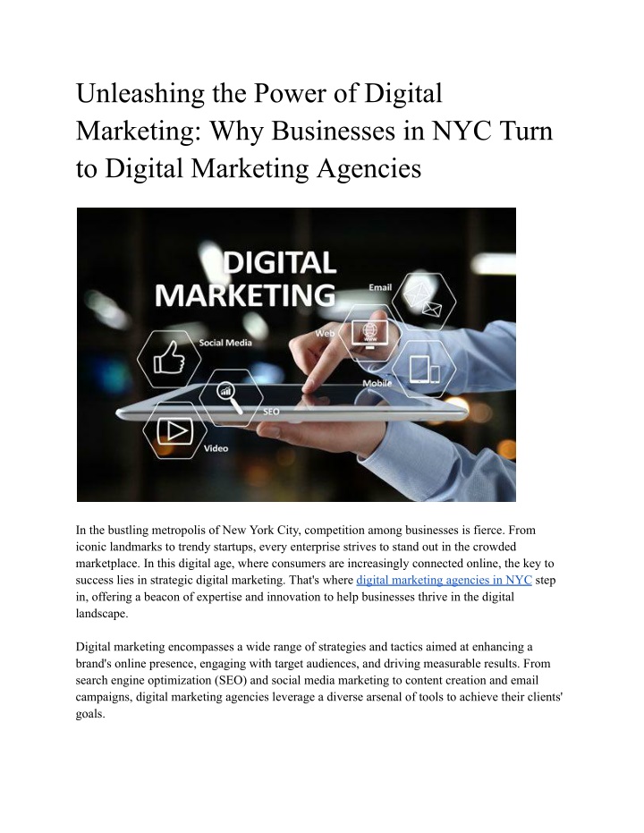 unleashing the power of digital marketing n.w