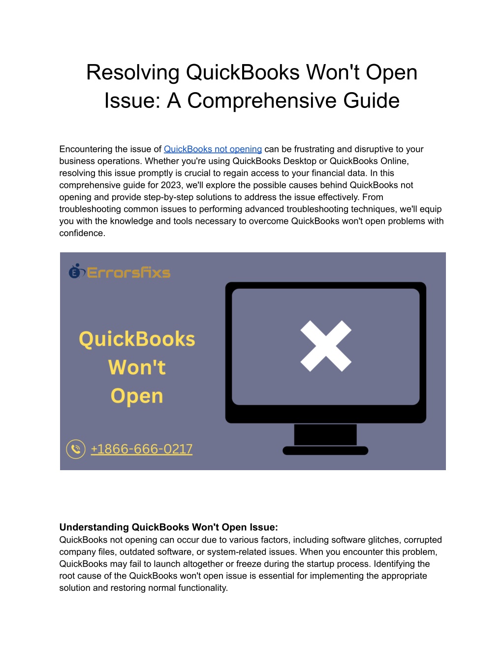 resolving quickbooks won t open issue l.w