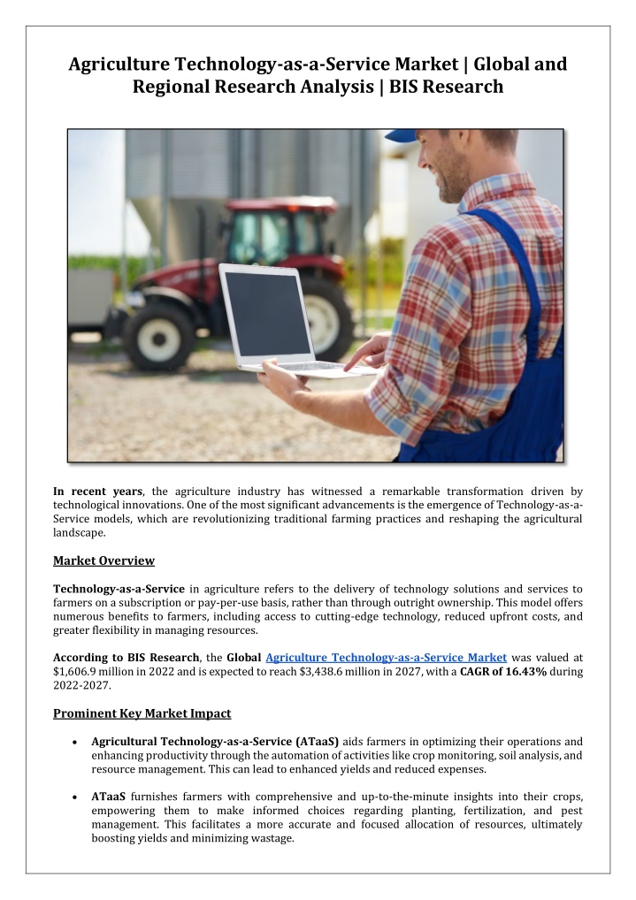 agriculture technology as a service market global n.w