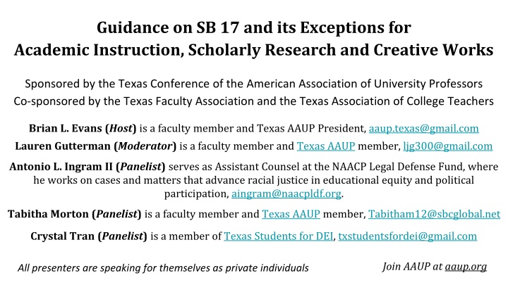 Academic Freedom and SB 17: Guidance for Texas Educational Professionals