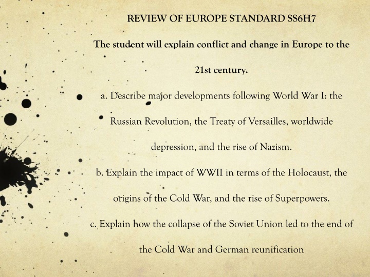 Major Developments Following World War I: Impacts and Events