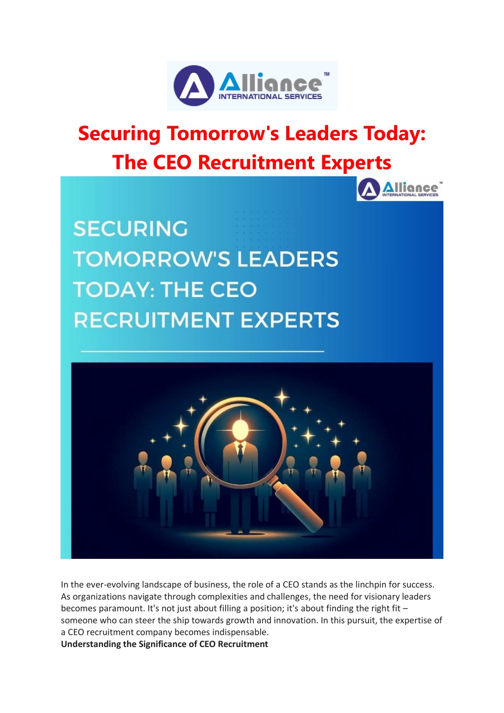 securing tomorrow s leaders today l.w