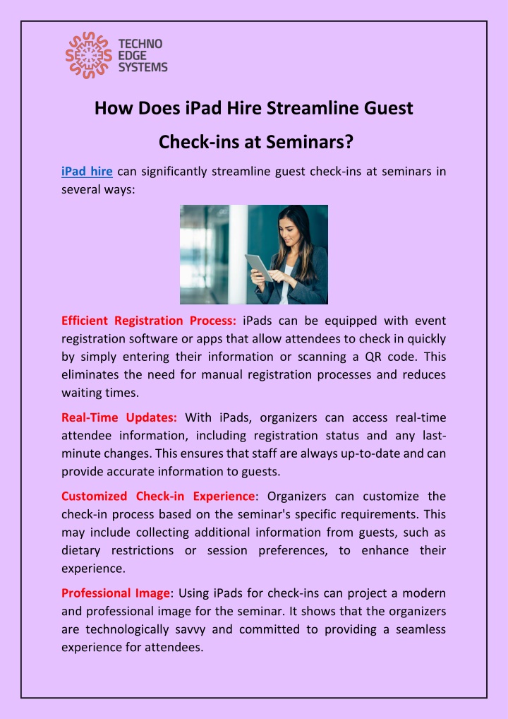 how does ipad hire streamline guest n.w
