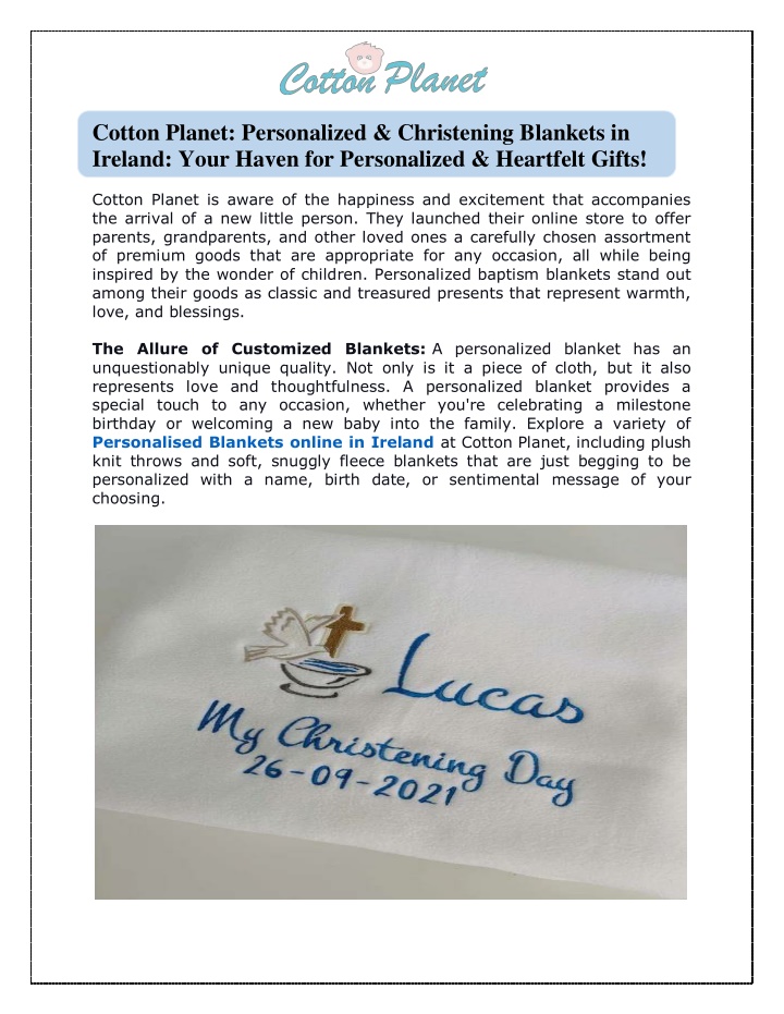 cotton planet personalized christening blankets n.w