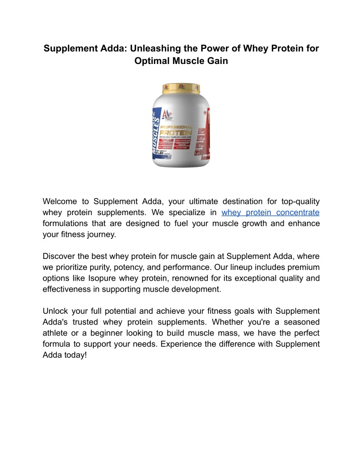 supplement adda unleashing the power of whey n.w