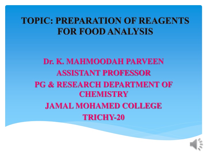 Reagent Preparation for Food Analysis: Barfoed's and Seliwanoff's Tests