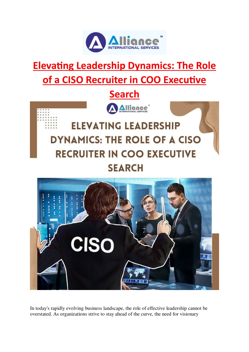 elevating leadership dynamics the role of a ciso l.w