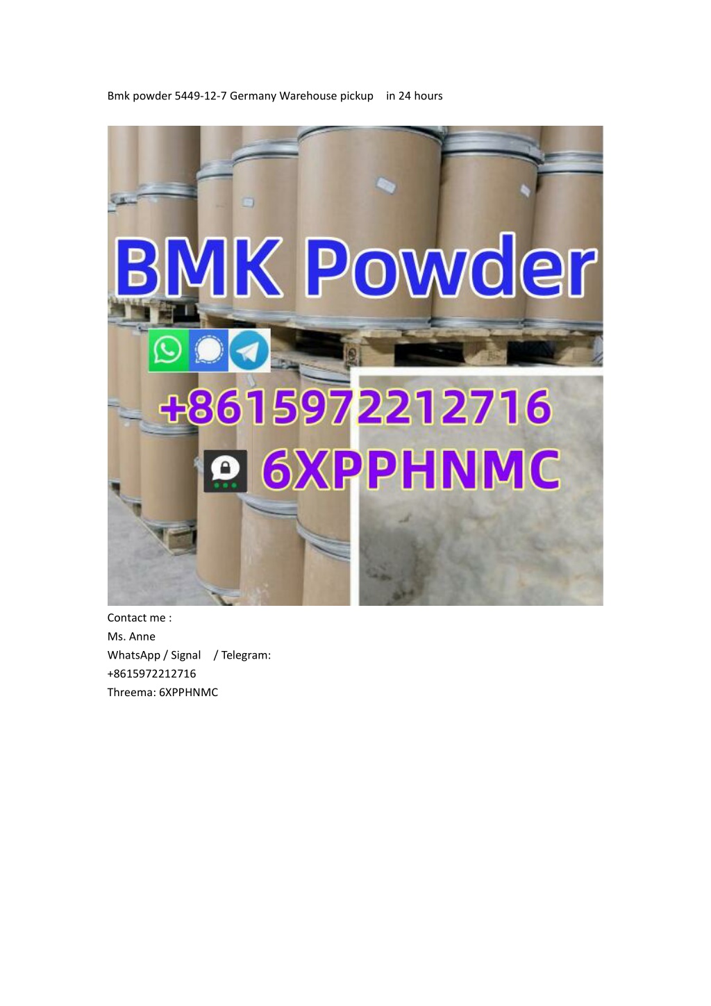 bmk powder 5449 12 7 germany warehouse pickup l.w