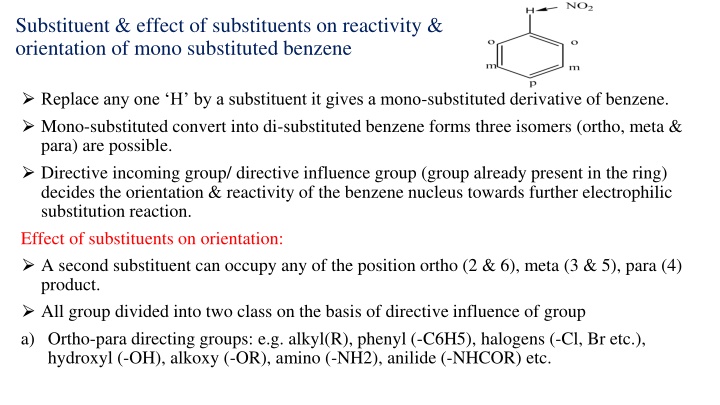Substituent Effects on Benzene Reactivity and Orientation