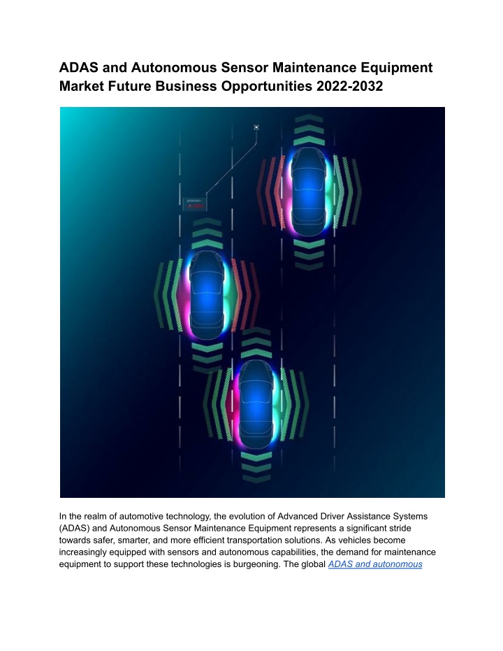 adas and autonomous sensor maintenance equipment n.w