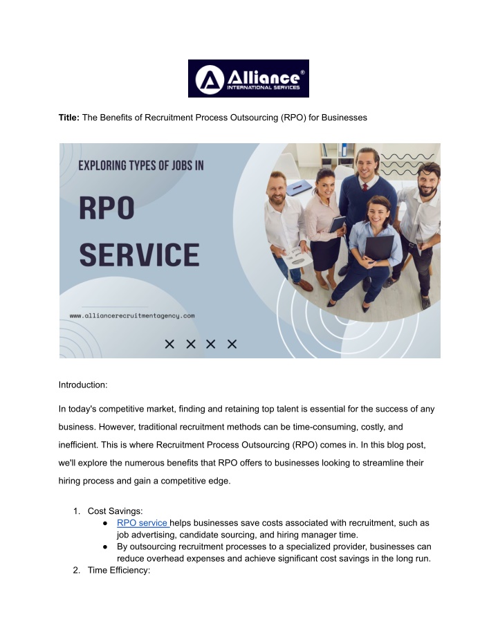 title the benefits of recruitment process n.w