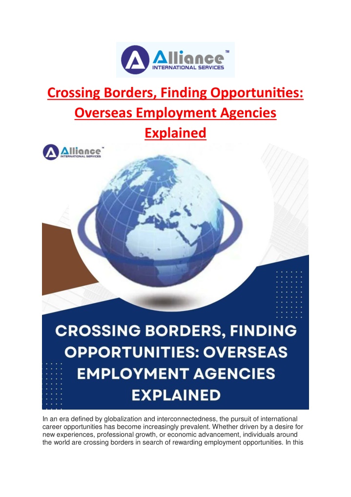 crossing borders finding opportunities overseas n.w