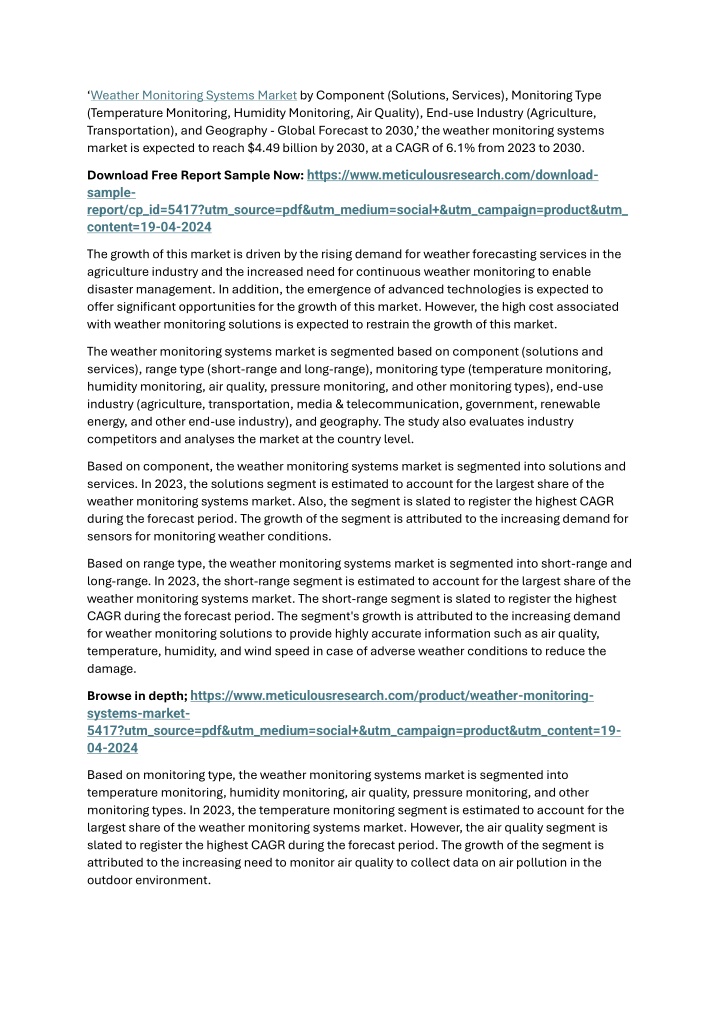 weather monitoring systems market by component n.w