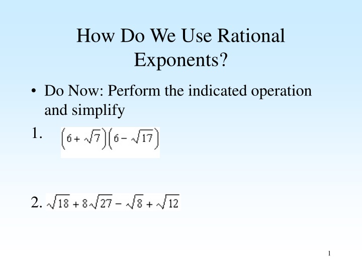 Rational Exponents and Nth Roots