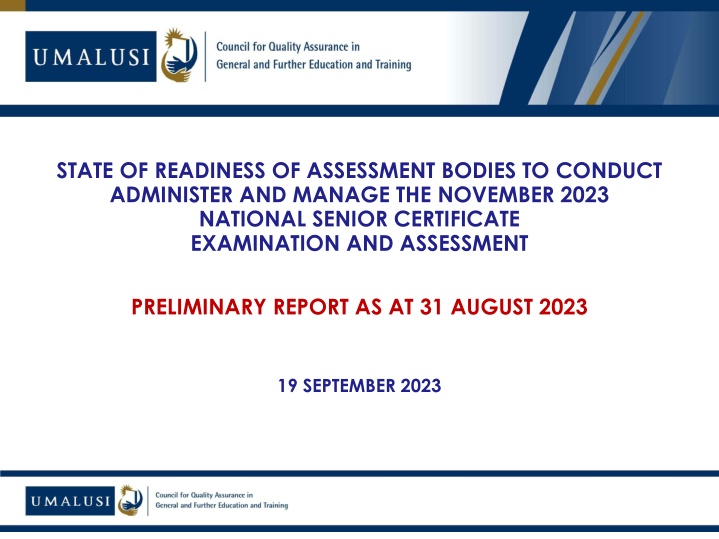 State of Readiness of Assessment Bodies for November 2023 National Senior Certificate Examination
