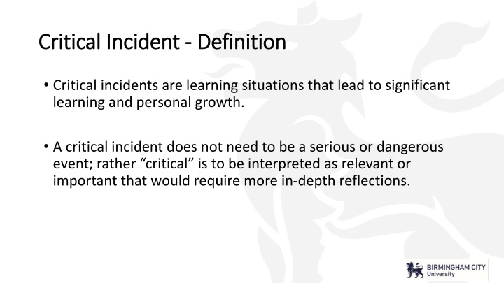 Critical Incidents for Personal Growth